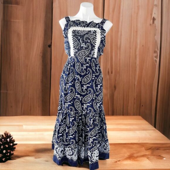 Sea New York Theodora Paisley Apron Midi Dress in Navy, NWT, Size 2 - Picture 15 of 15